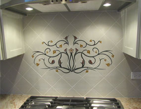 natural stone waterjet marble kitchen backsplash for villa
