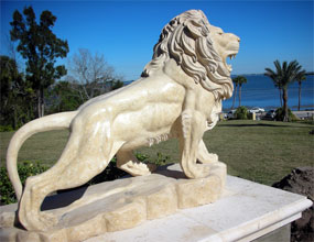 tropical exterior Natural Stone Carving decorative Lion animal sculpture
