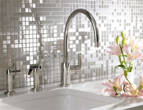 Natural Stone and Glass Mosaic Sheets Stainless Steel Backsplash Square Tiles Metal Tile Backsplash Wall Kitchen