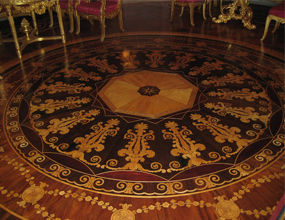 Prefab Natural Teak Parquet Flooring Medallion