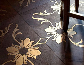 Flower Metal Inlay Wooden Flooing