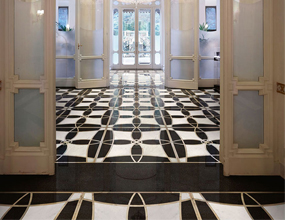 Flower Metal Inlay wooden Flooing