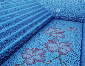 Chic Swimming Pool Floor Pattern Design Mix Color Glass Mosaic Tile