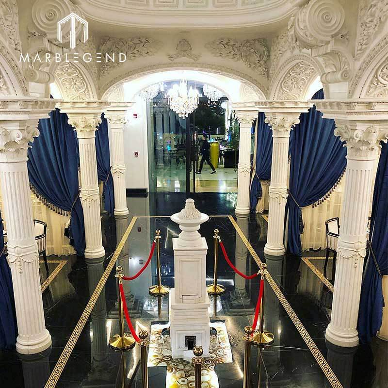 PFM Project Round Roman Column Design Natural Stone White Marble Pillars
