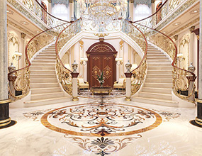 Water-jet marble inlay decoration