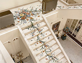 Water-jet marble inlay decoration