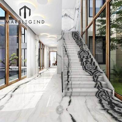 china wholesale price panda white marble slab stairs natural marble livingroom flooring