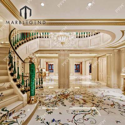 Exquisite Waterjet Marble Inlay Medallion Flooring for Your Luxury Villa - OEM Interior Design Service