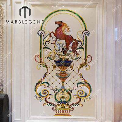 Premium OEM Waterjet Marble Wall Art for Global Trade: Customizable and Exquisite Marble Inlay Mural