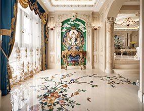 Water-jet marble inlay decoration