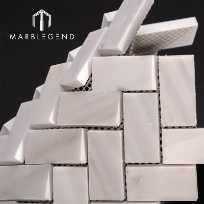 Factory Price External Wall Cladding Stone Mosaic Tiles Custom Milano White Marble Mosaic Flooring Tiles